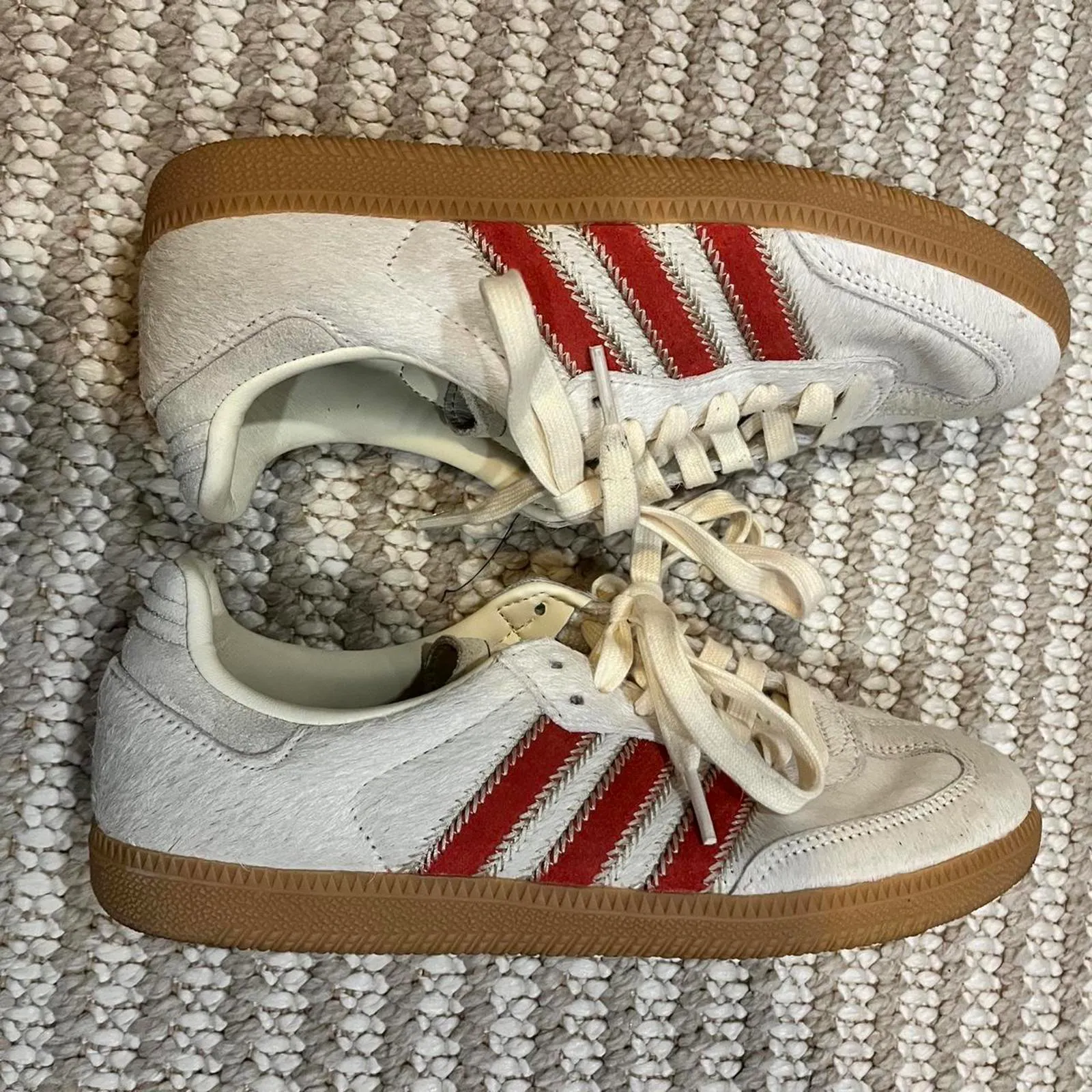 adidas Samba OG Pony Hair Wonder Beige / Cream White / Better Scarlet - Image 5