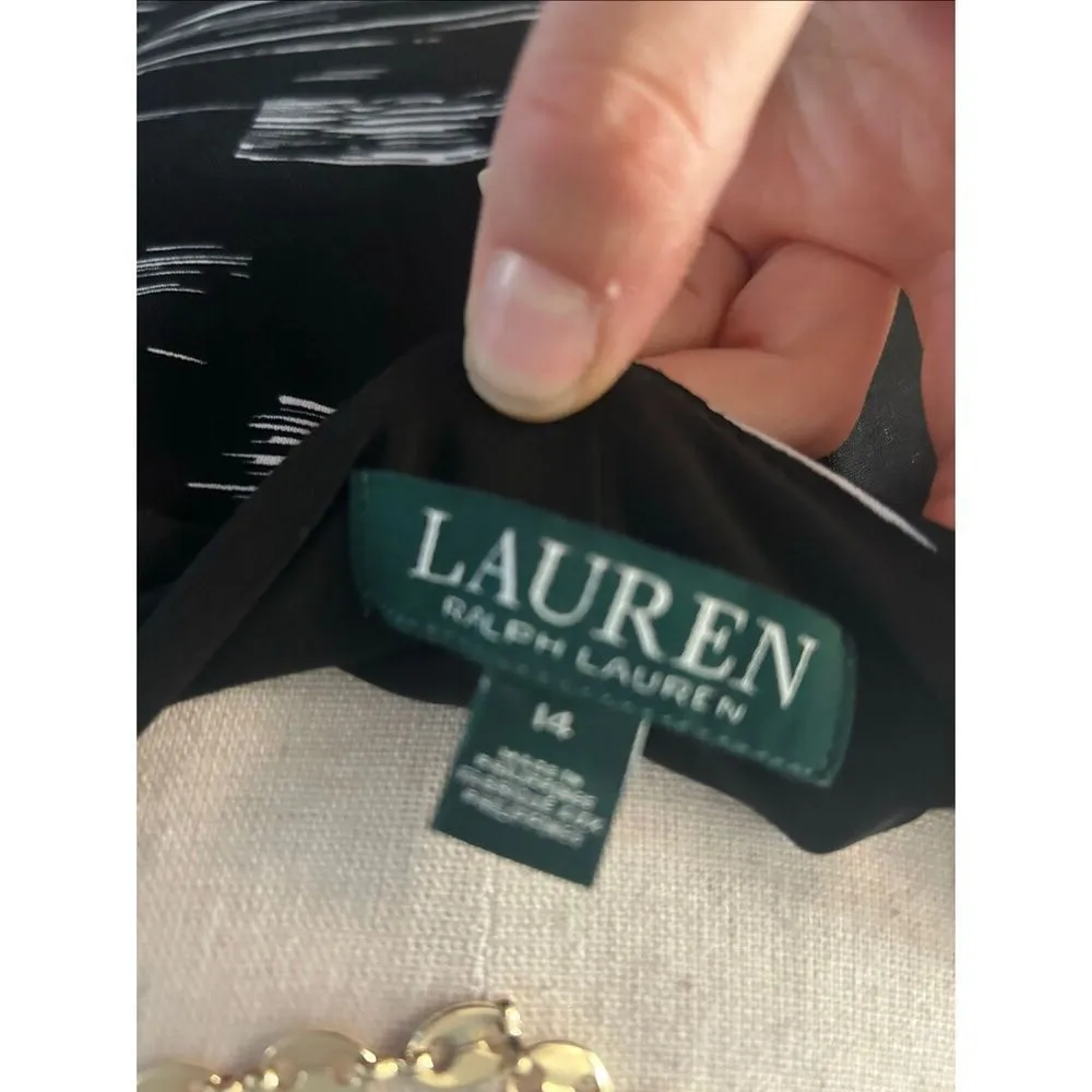 Lauren Ralph Lauren Women Size 14 black Cap sleeve Twist Front Sheath Dress - Image 5