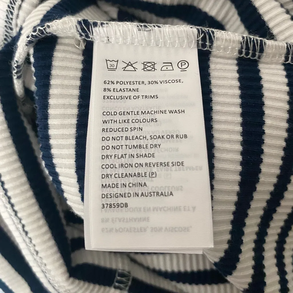 $69 NEW Bardot Bodycon Nordstrom Knit Stripe Navy Midi Lace Up Dress XS - Image 5