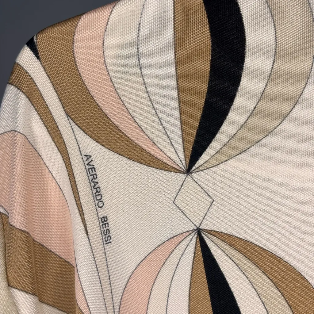 Averardo Bessi Cream and Black Geometric Shirt. Made in Italy, 100% silk Tan Size 18 - Image 8