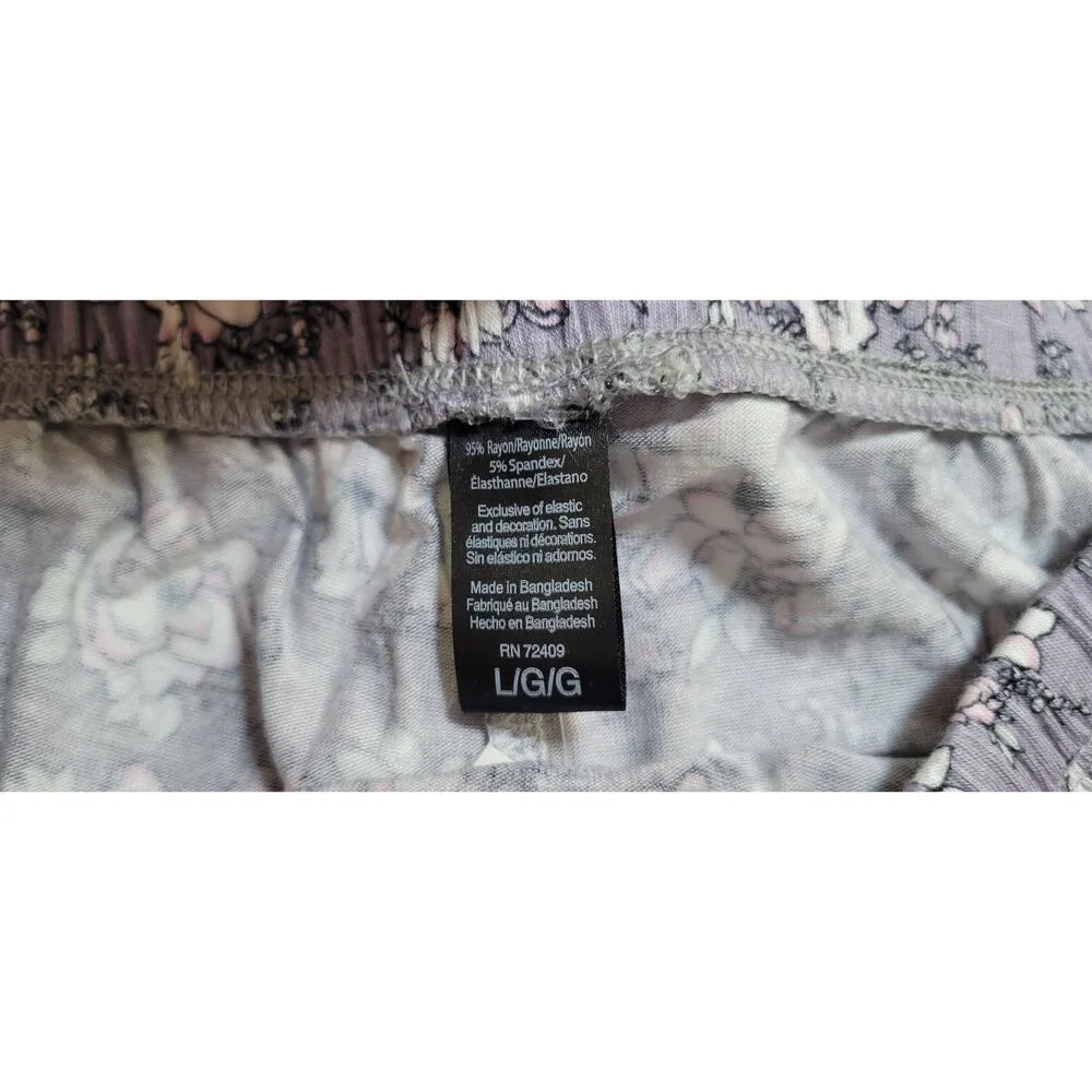 Rene Rofe' Sleepwear Cami Shorts Set Sz L New Floral Lace Trim Deep V Sleeveless Purple Size L - Image 10