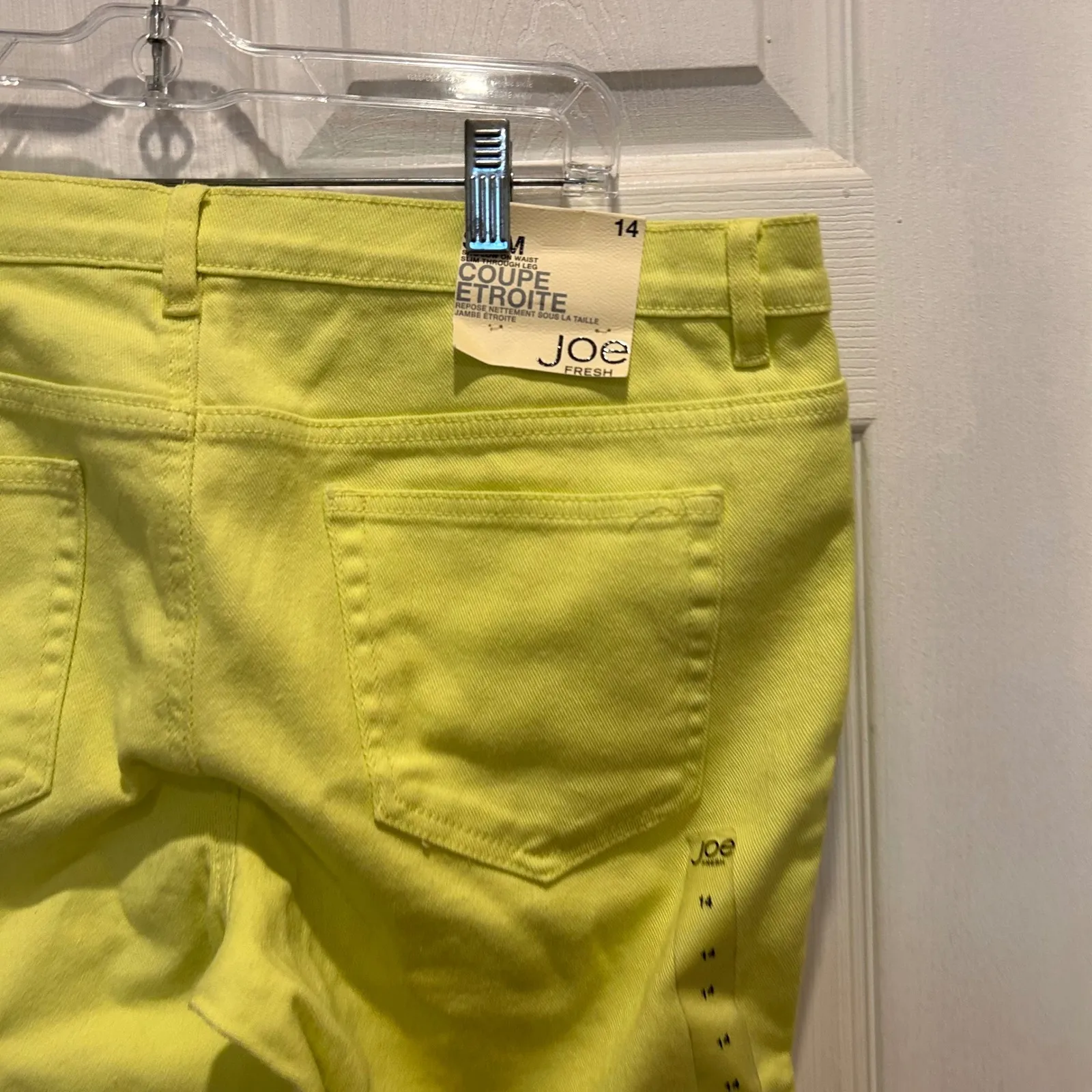 NWT Joe Fresh Womens Slim Fit Flourescent Green Pants Size 14 Cotton Spandex - Image 6