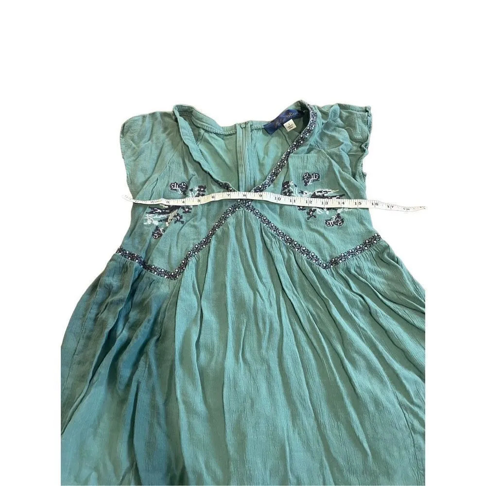 Francesca's blue rain blue teal floral Short Sleeve tunic top dress size small - Image 7