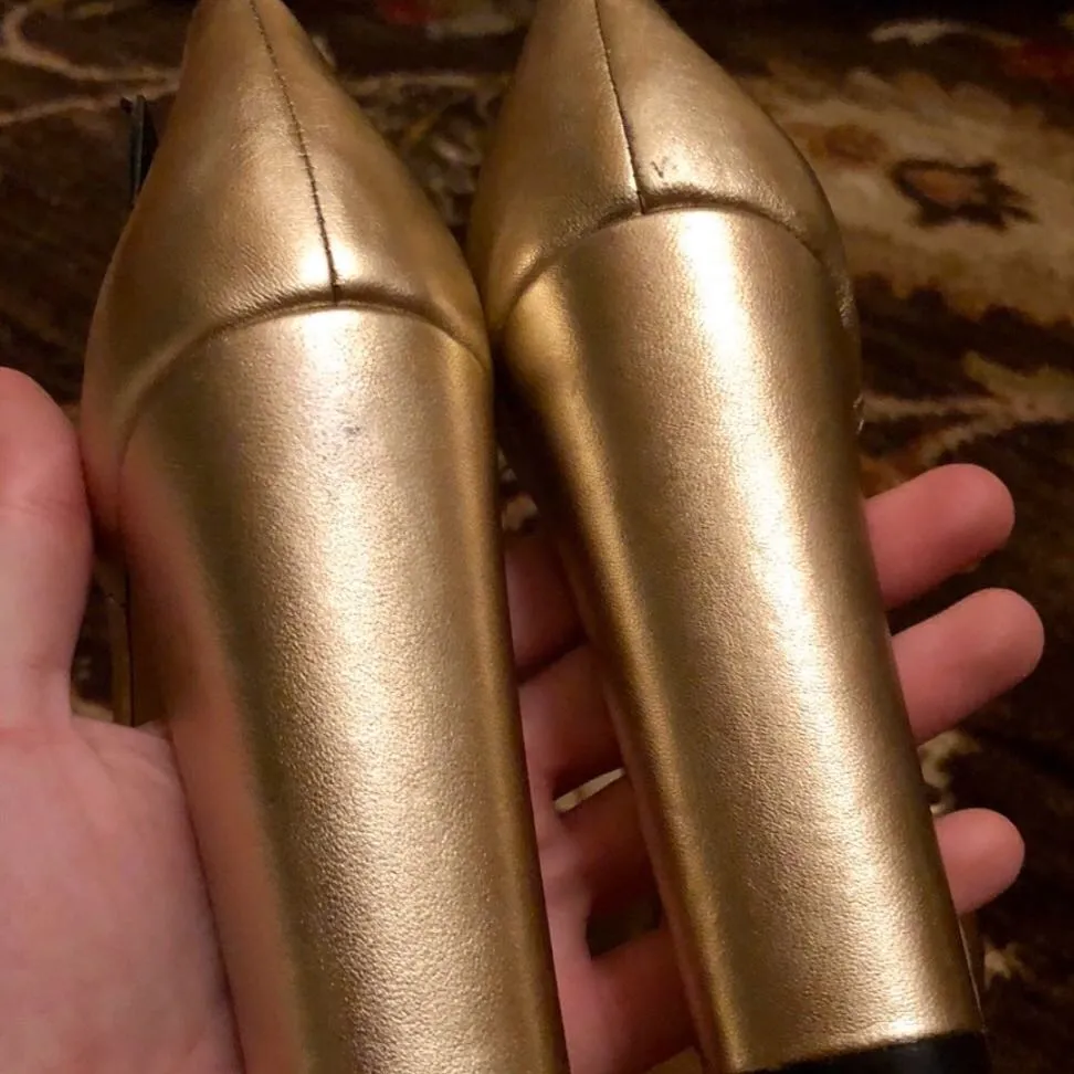 Cute Gold Metallic Pumps Size 9 - Image 2