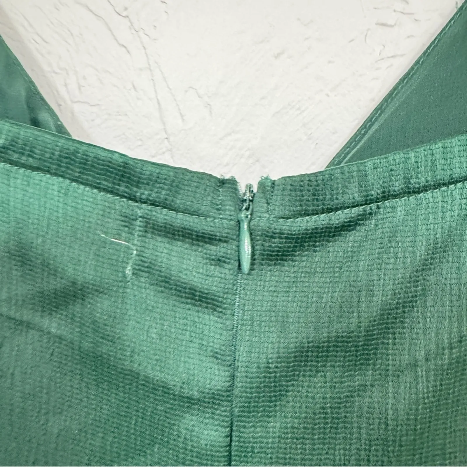 Showpo Forest Green Slip Mini Dress Womens 4 Satin Bridesmaid Faux Wrap Strappy - Image 11