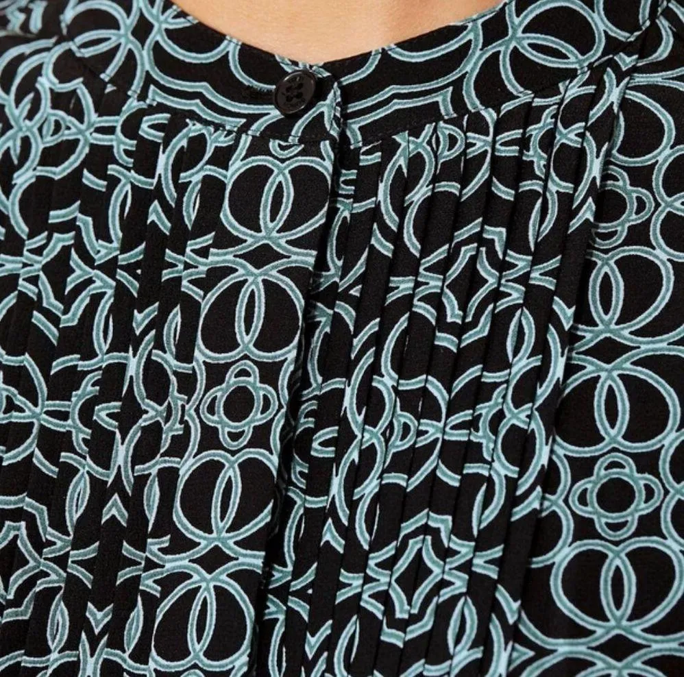 💕TORY BURCH💕 Massey Shirt Dress  ~ 100% Silk Black Pompidou 2 - Image 5