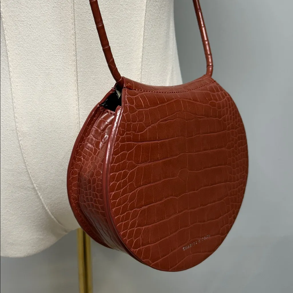 CHARLES & KEITH Semi Circle Croc-Effect Crossbody Bag - Image 3