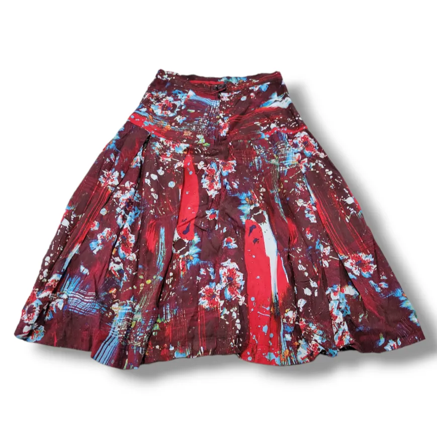 Grey Antics Skirt Size 4 26" Waist Peasant Skirt Pleated Skirt Midi Skirt Floral - Image 3