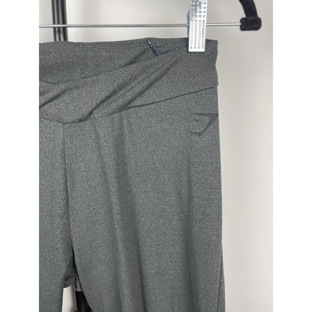 Gymshark‎ Two Tone Grey Colorblock Crossover Athletic Leggings Women's Size M - Image 3