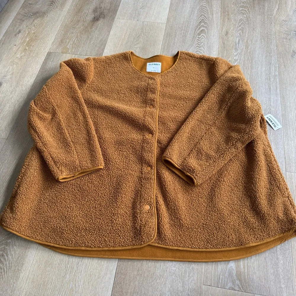 NWT Tan Collarless Sherpa Jacket - Image 2