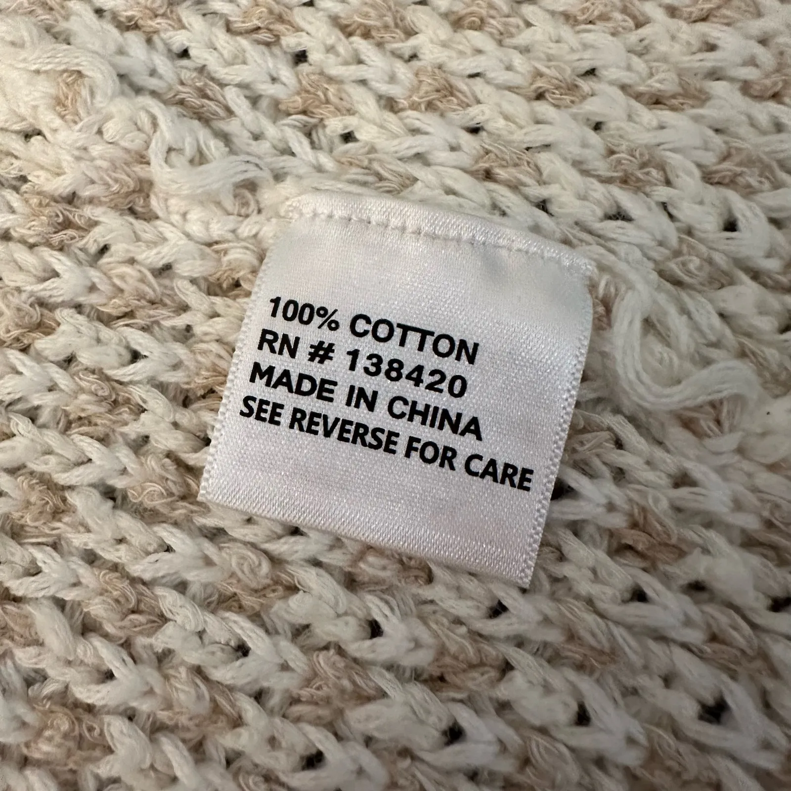 Etcetera cream & beige knit open-front cotton cardigan sweater size M - Image 7