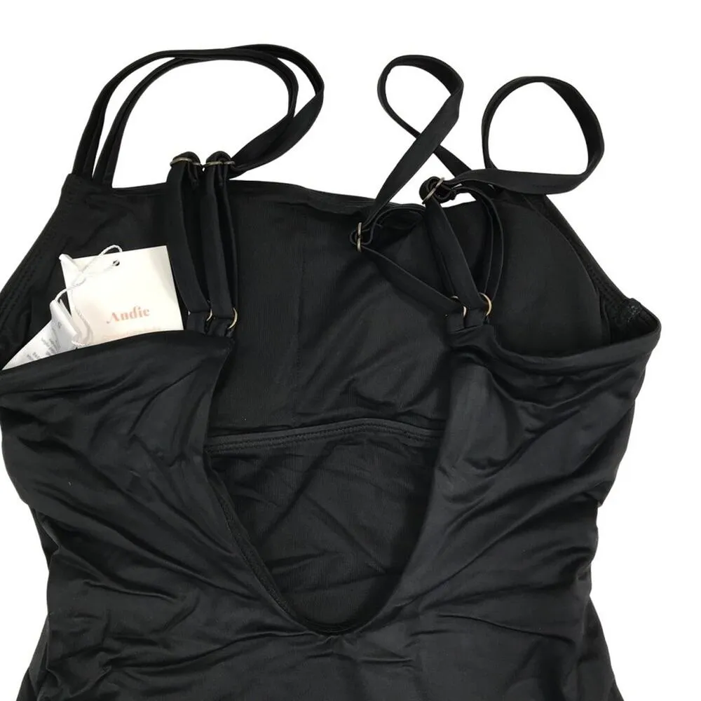 ANDIE Rockaway Square Neck One Pcs Swimsuit Sz S Black Retro Feminine Resort NWT - Image 7