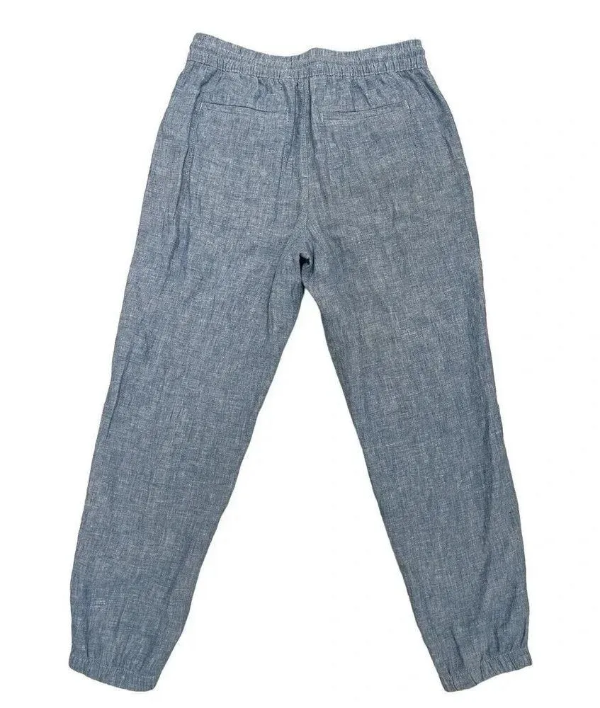Athleta Linen Cabo Jogger Pants Blue Chambray Travel Beach Outdoor Summer Size 8 - Image 5