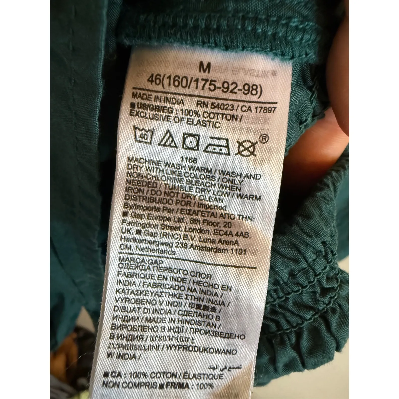 GAP Women Square Neck Smocked Ruched Long Sleeve Crop Top Green Medium - Image 6