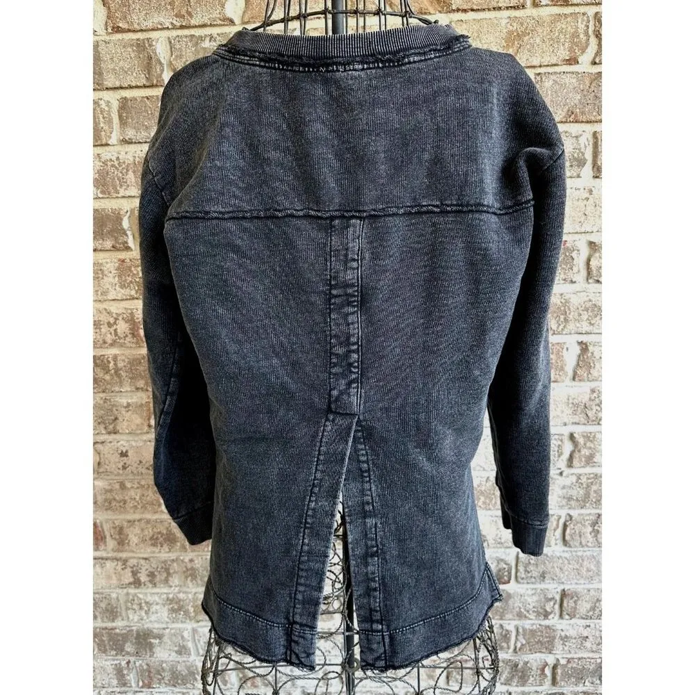 Anthropologie Pilcro Split Back Terry Top XS Extra Small Black Tunic Dis… - Image 6