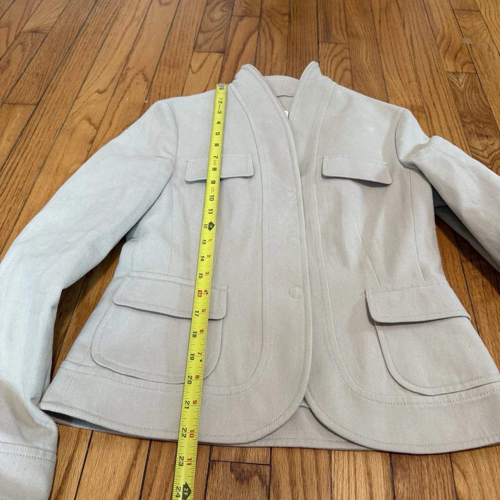 Akris Punto Cotton Cream Snap Close Blazer Size 6 - Image 7