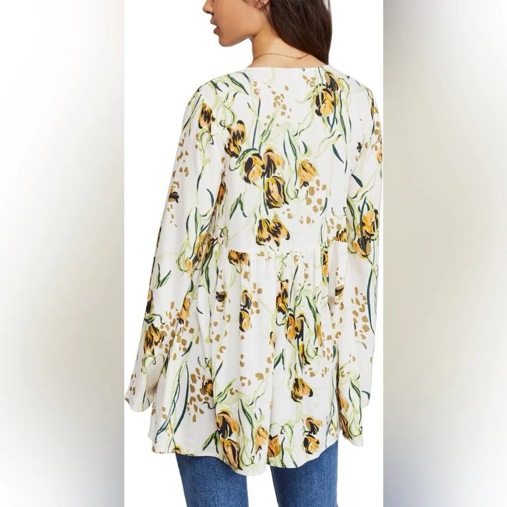 NWOT Free People Bella Print Tunic Bohemian Floral Flowy Top Size Small - Image 2