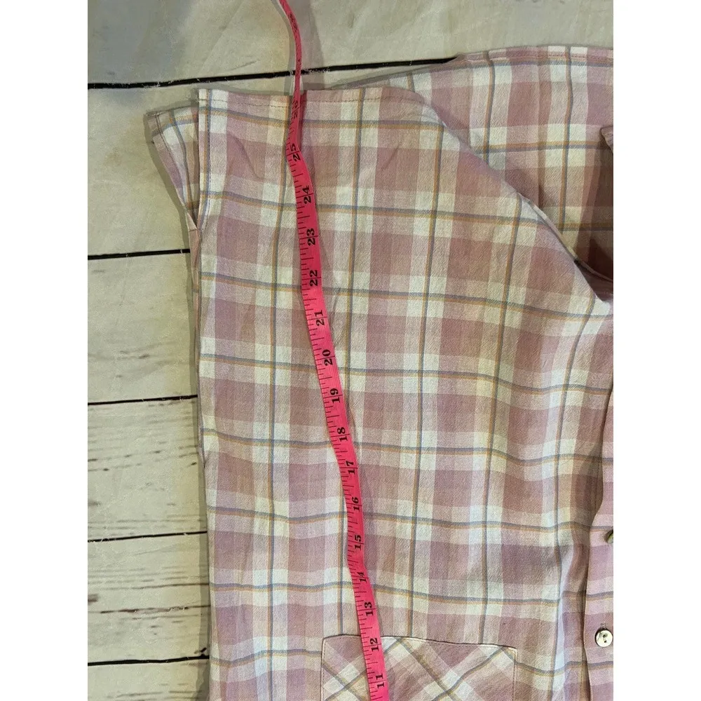 Auro Button Up Oversized Plaid Shirt Size Small Pink Neutral *New* - Image 7
