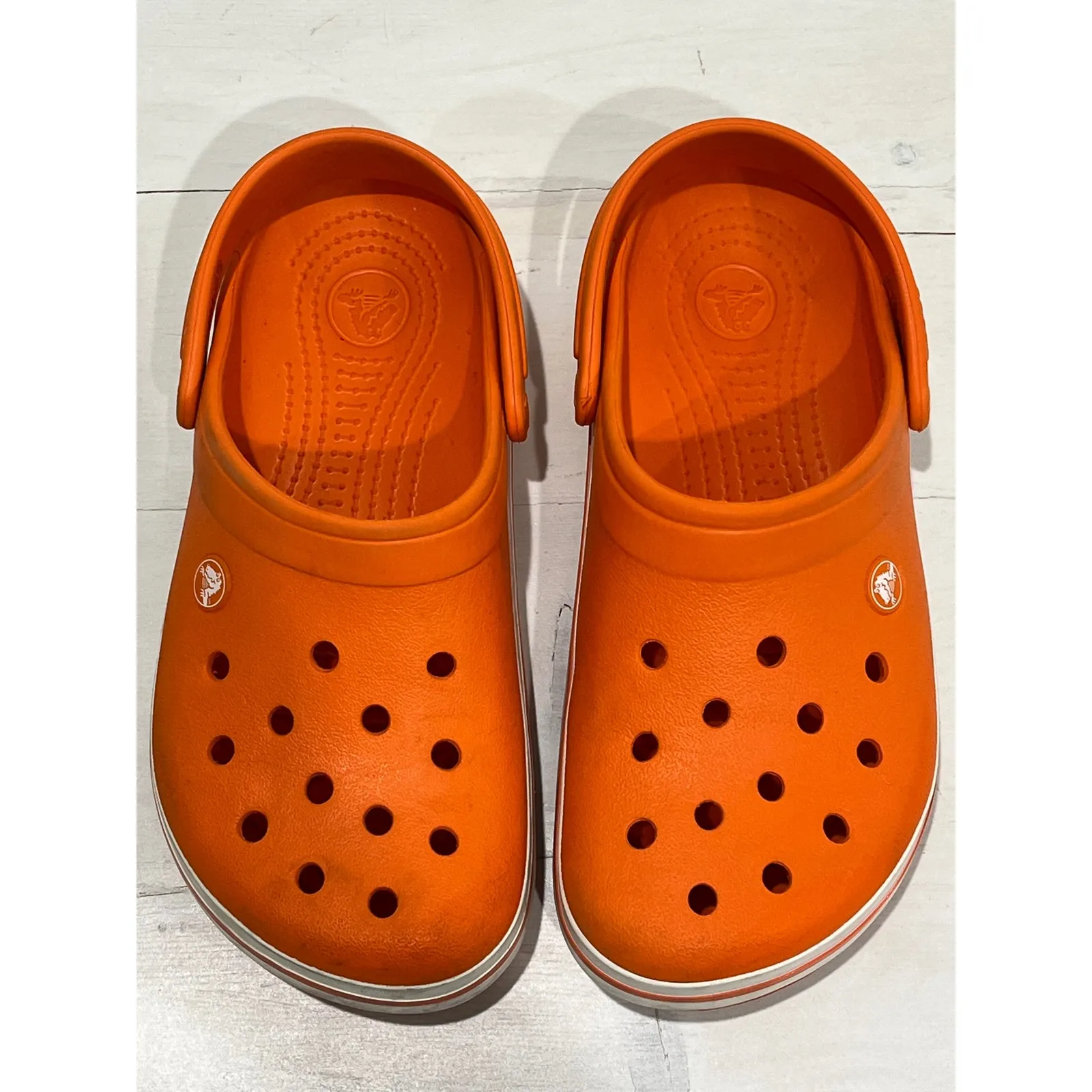 Crocs Classic Clog Bright Orange White Stripe Size 6 M 8 W - Image 2