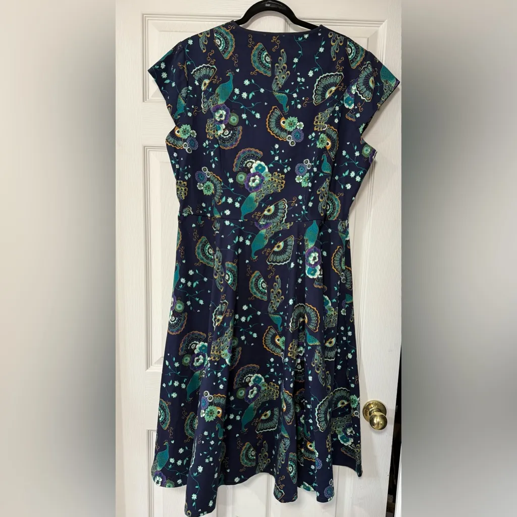 Banned Apparel Dancing Days Proud Peacock Paisley Retro Pinup Swing Dress 3XL - Image 10