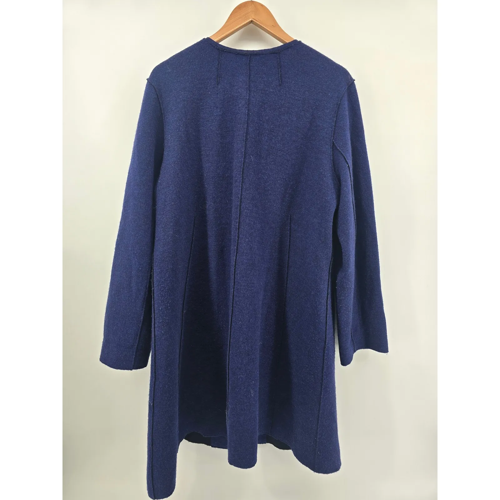Eileen Fisher  WOMAN Blue Wool Blend Collarless Button Front Coat Size 1X - Image 3