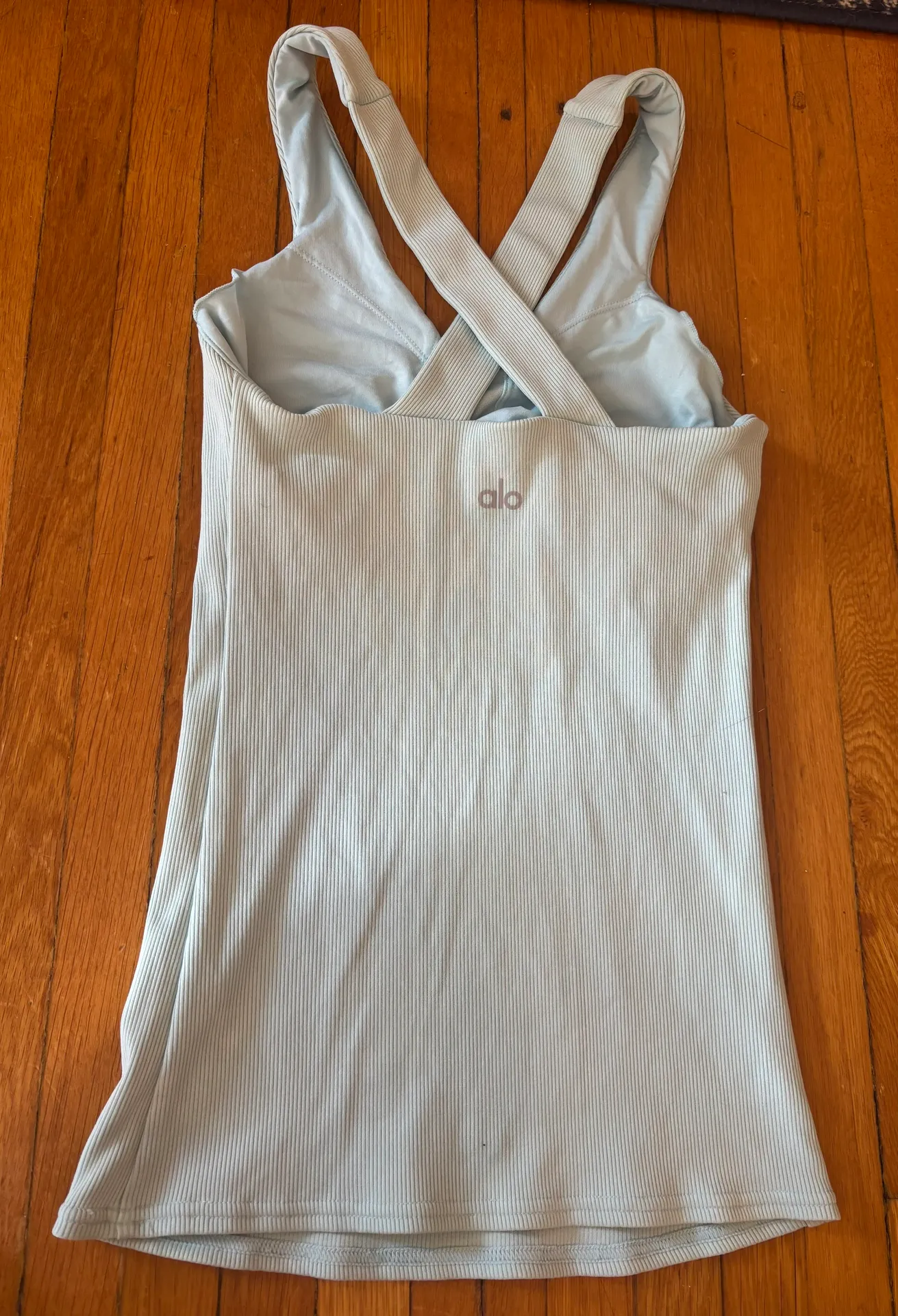Womens Elevate Ribbed Tank Blue Size S Built in Bra Shelf - Image 2