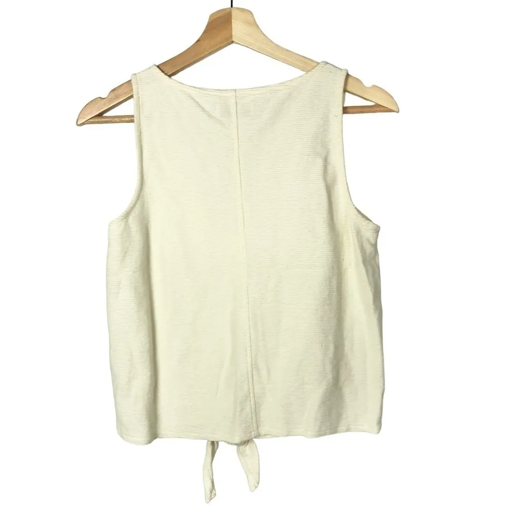 Madewell Texture & Thread White Button Front Tie Tank Top S - Image 3