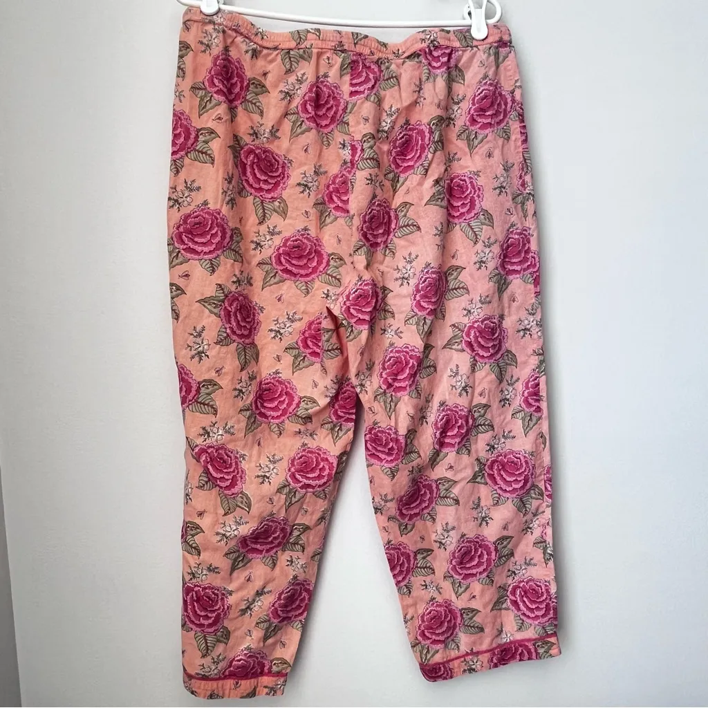 La Cera Cotton Print Pj Set in Peach Size Large Pink - Image 8