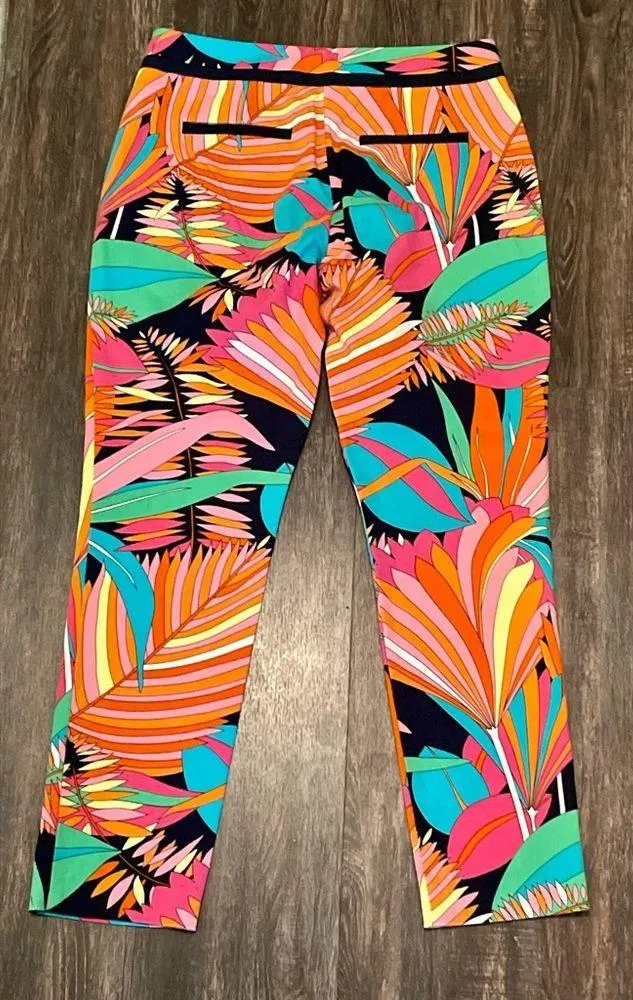 NWOT Trina Turk Multicolor Palm Leaf Cropped Ankle
Pants Sz 2 - Image 9