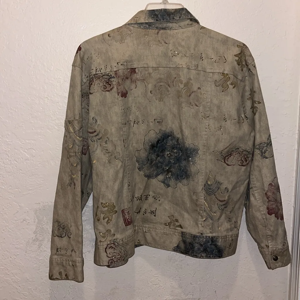 Vintage Chico’s Boho Floral Patterned Denim Jean Jacket - Image 8