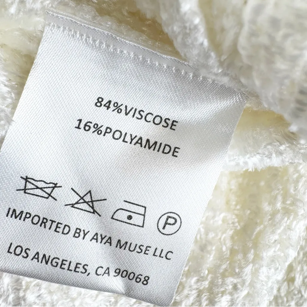 NWT Aya Muse Opal Chenille Wide Leg Pants Cream Size S - Image 9