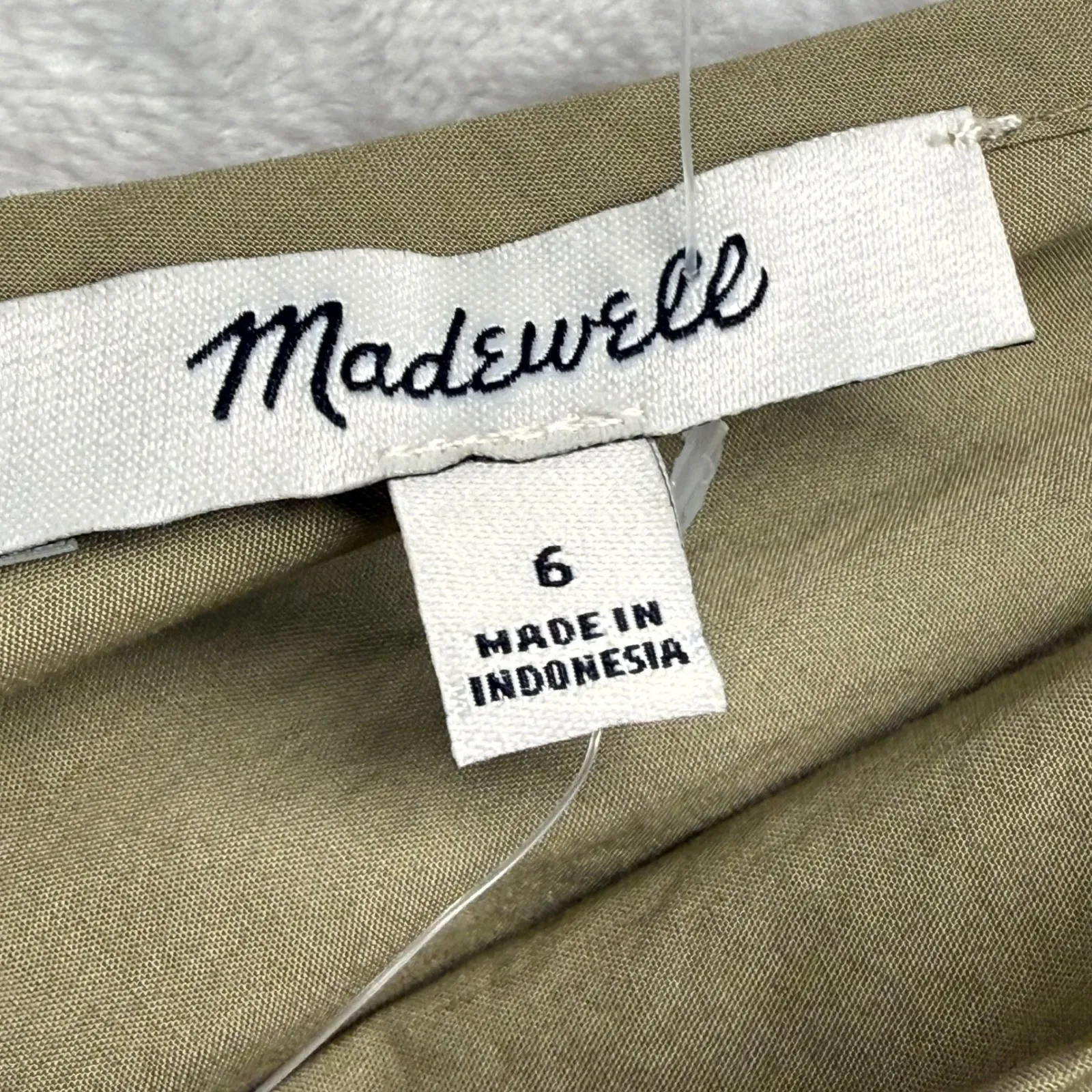 Madewell Cotton Dress Off Shoulder‎ Khaki Green Casual Mini Dress Size 6 - Image 6