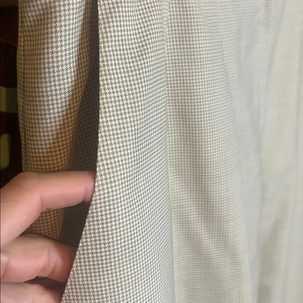 Vintage Jos A Bank Micro Houndstooth Beige Tan Wool Pleat Hi Rise Trouser 16 - Image 8