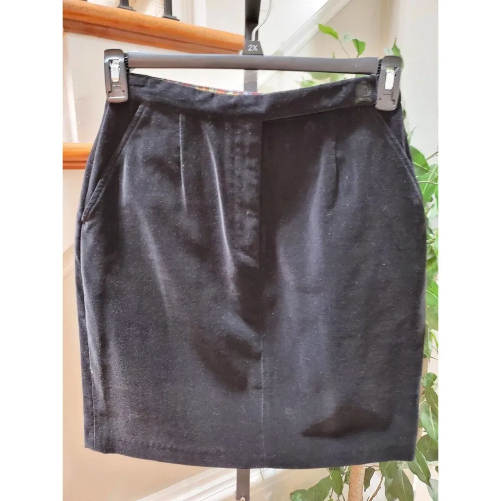 Tommy Hilfiger Women Solid Black 100% Cotton Pencil & Straight Mini Skirt Size 8 - Image 3