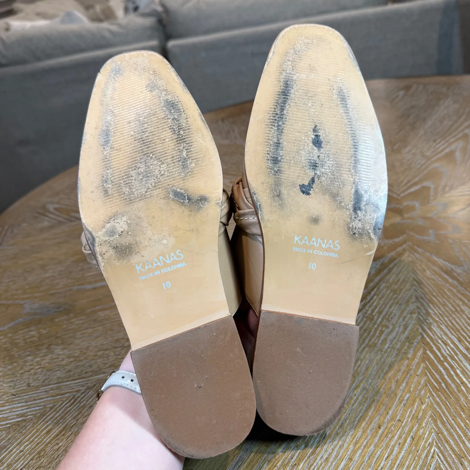 KAANAS Poltava Square Toe Mules Clogs‎ Braided Nude Tan Size 10 - Image 9