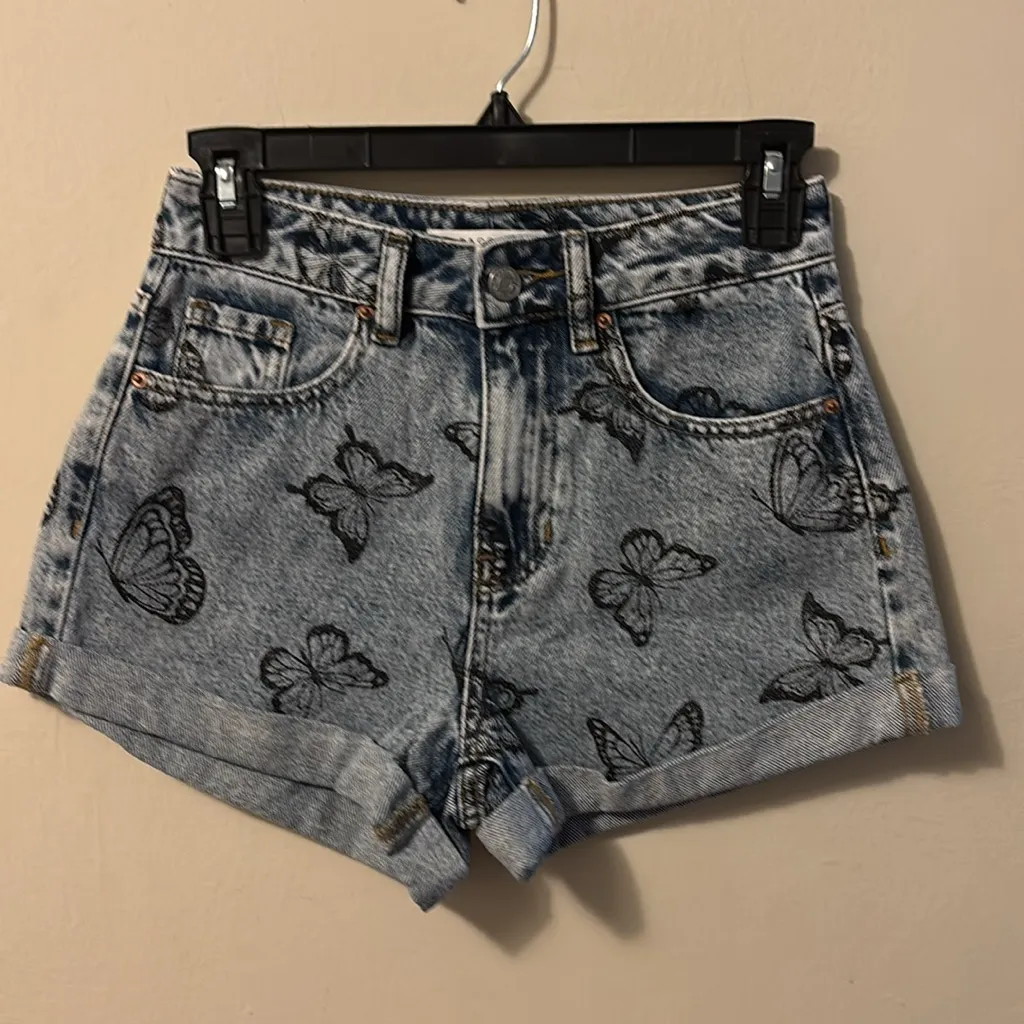 PacSun Blue Jean Shorts Distressed Cuffed Hem - Image 2