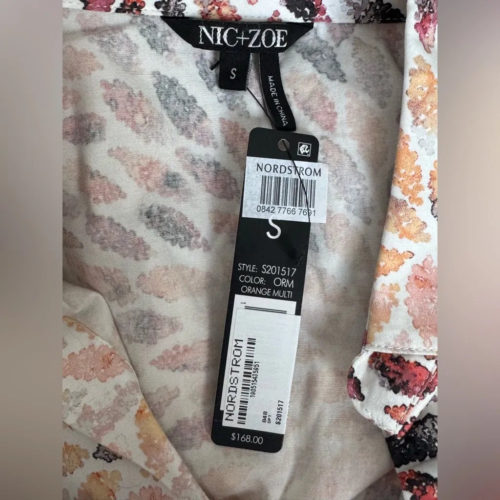 Nic + Zoe orange multi color mini dress with pearlescent buttons NWT  size s - Image 8