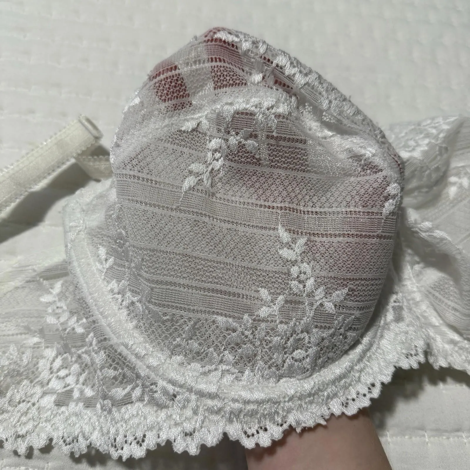 Wacoal 34DD Embrace Lace White Flower Floral Bra Underwire Unlined 65191 - Image 11