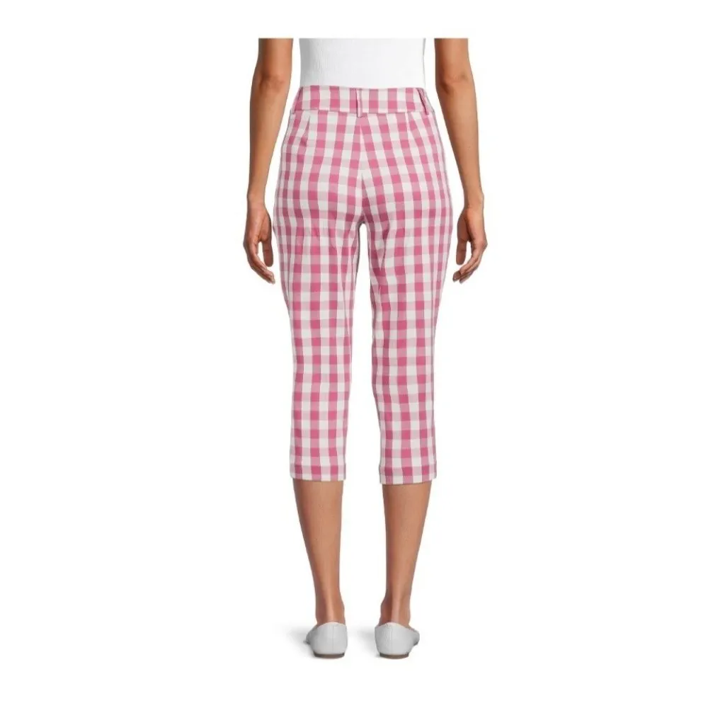 Time and Tru Womens Rosiest Rouge Zip Button Clasp Cropped Capri Pants, Size 18 Pink - Image 3