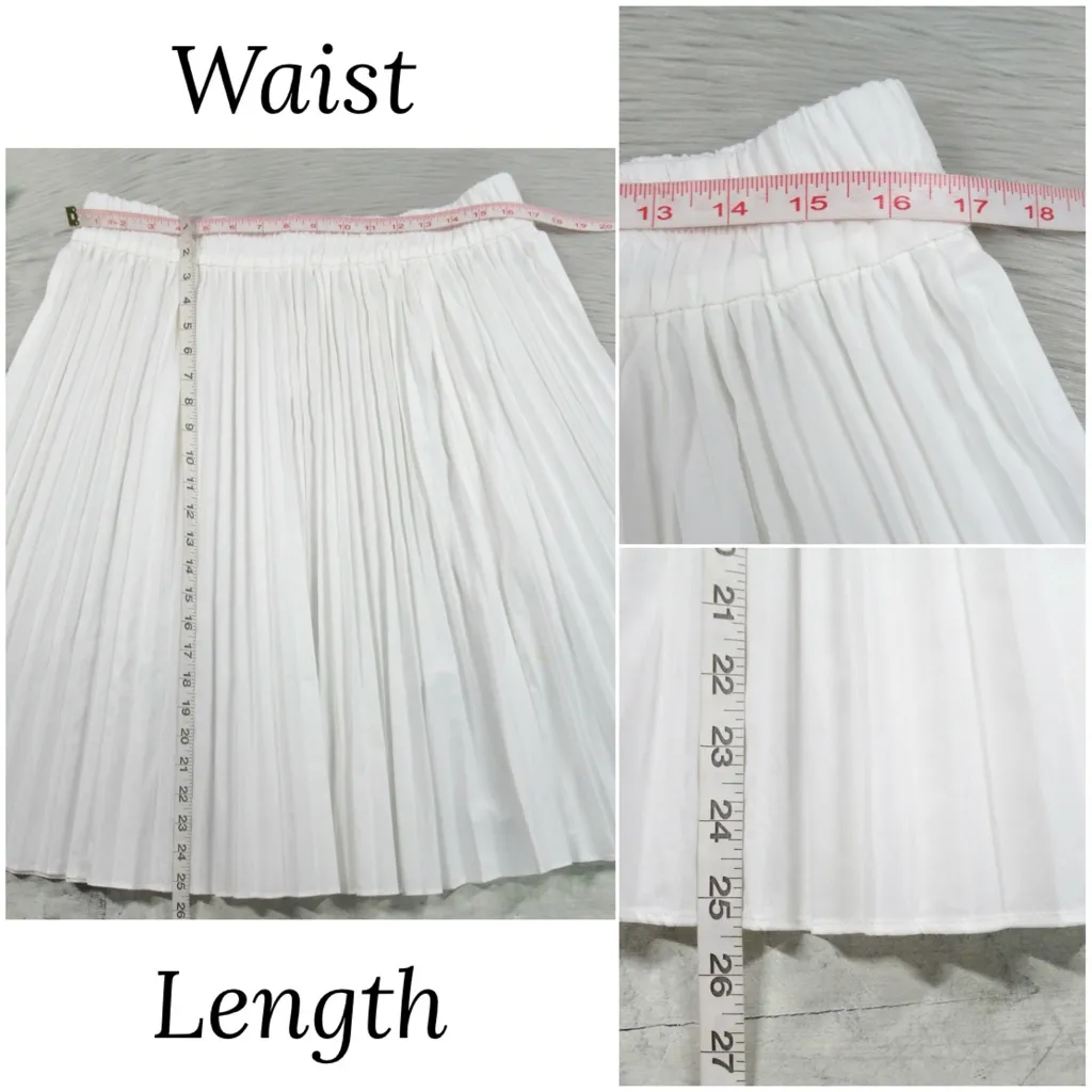 J.CREW White Smocked-Waist Pleated Cotton Blend A-Line Skirt Women's Size Large - Image 12