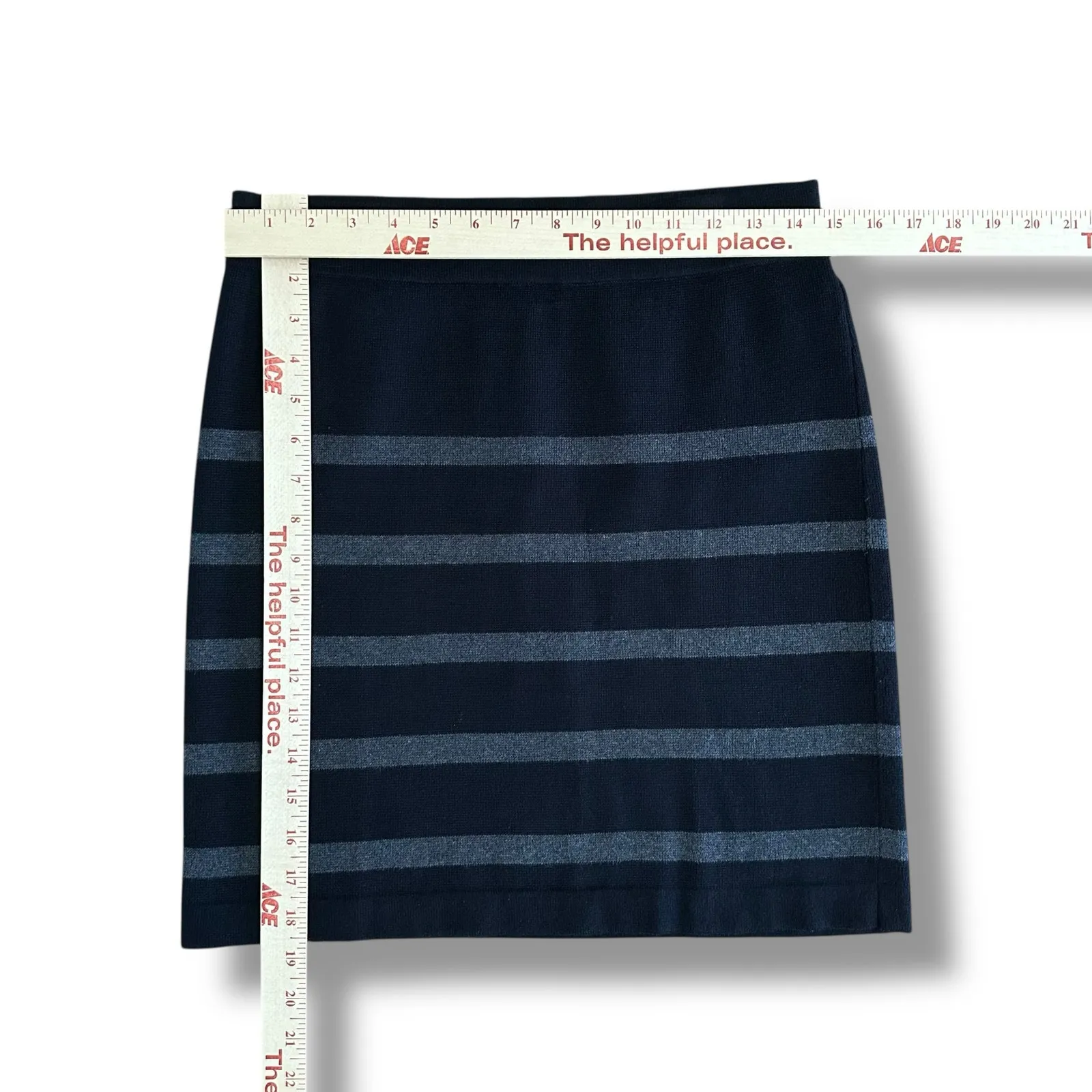 LOFT Black Gray Striped Knit‎ Pencil Skirt XS Classic Sweater Skirt - Image 3