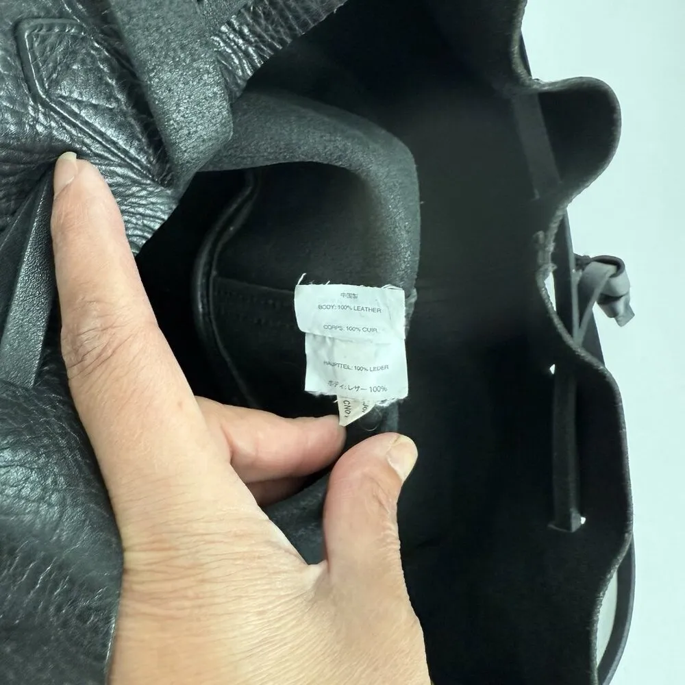 MADEWELL‎ The Drawstring Transport Tote Saddle Bag Purse Black Leather Women's - Image 14