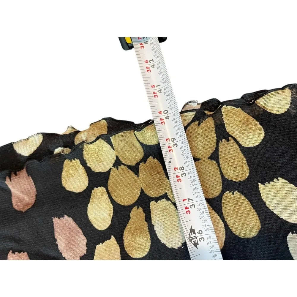 Y2K Soft Lined Mesh Paint Look Design Empire Tie Waist Lettuce Hem Dress 16 Black - Image 10