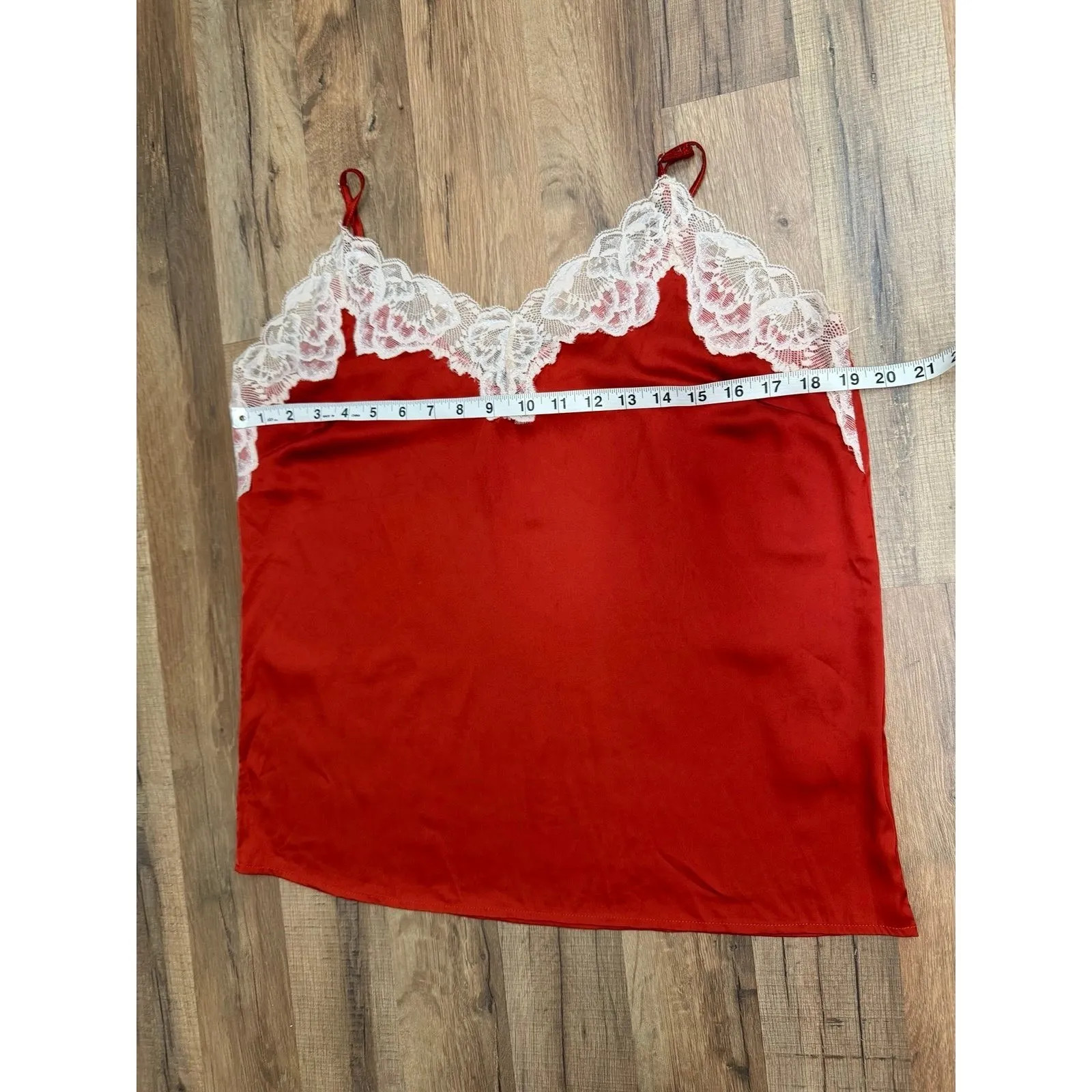 Belle‎ Vere Notte Red Satin Lace Trim Cami Tank Top Size L - Image 6