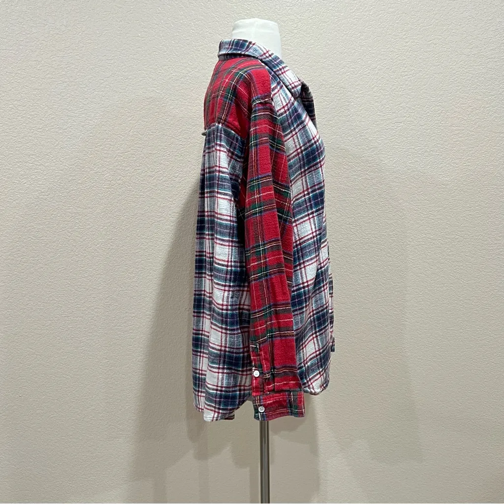 American Eagle Mixed Plaid Button Up Flannel Size Large - Image 6