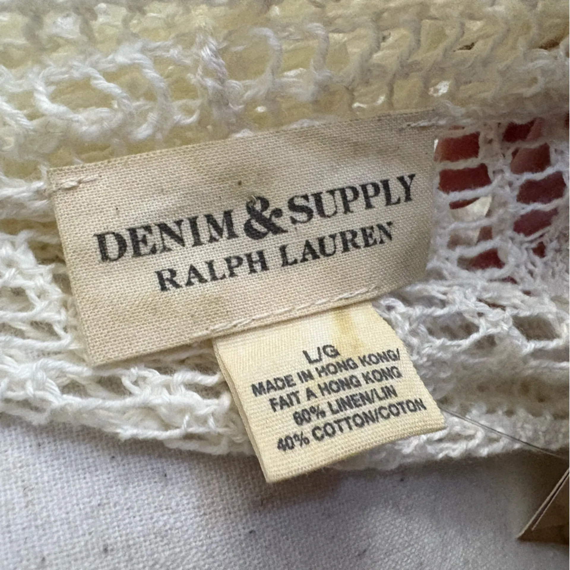 DENIM & SUPPLY Ralph Lauren Cream Crochet Fringe Kimono Cardigan Boho Size Large - Image 4