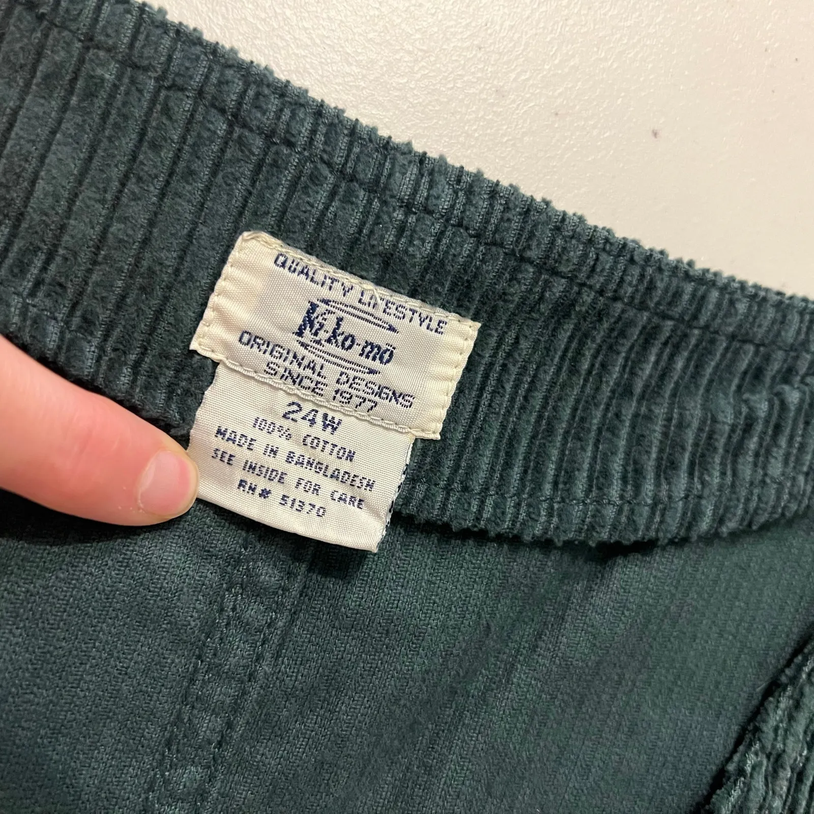 Vintage Kikomo 100% Cotton Teal Green Corduroy Zipper Overall Dress Size 24W - Image 4