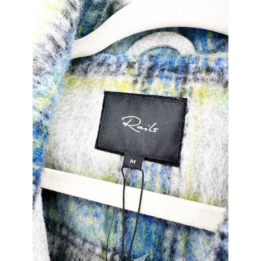 RAILS Turner Plaid Oversize Shirt Jacket Cobalt Lime Smoke M NWT - Image 8