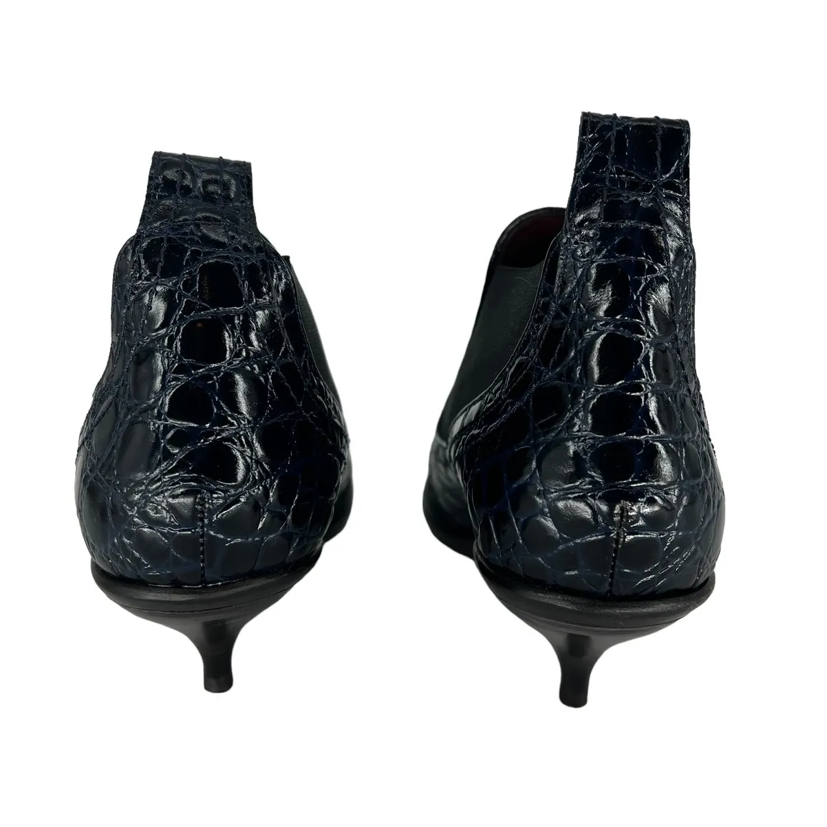 Sies Marjan Kora Embossed Croc Bootie in Navy - Image 13