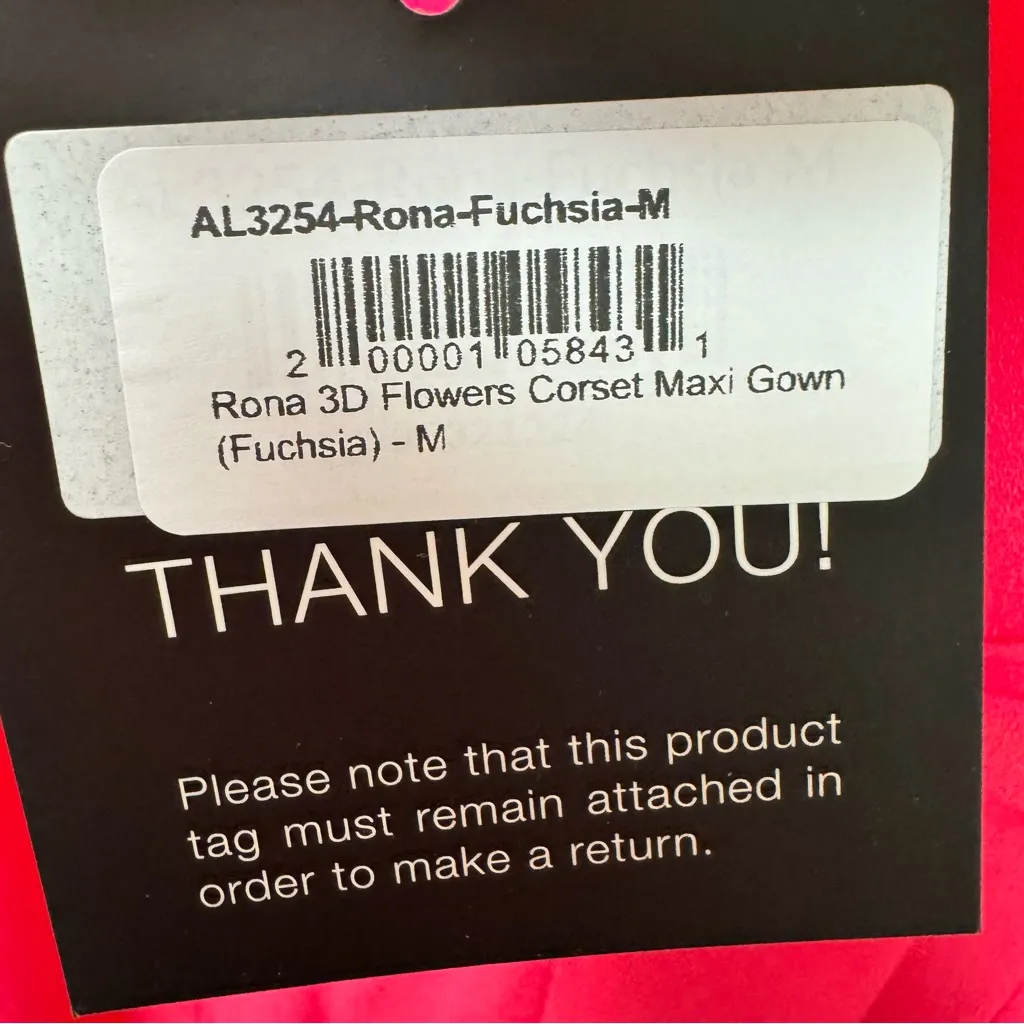 NEW Aliava Rona 3D Flowers Corset Maxi Gown Dress Fuchsia Pink Medium M NWT - Image 11
